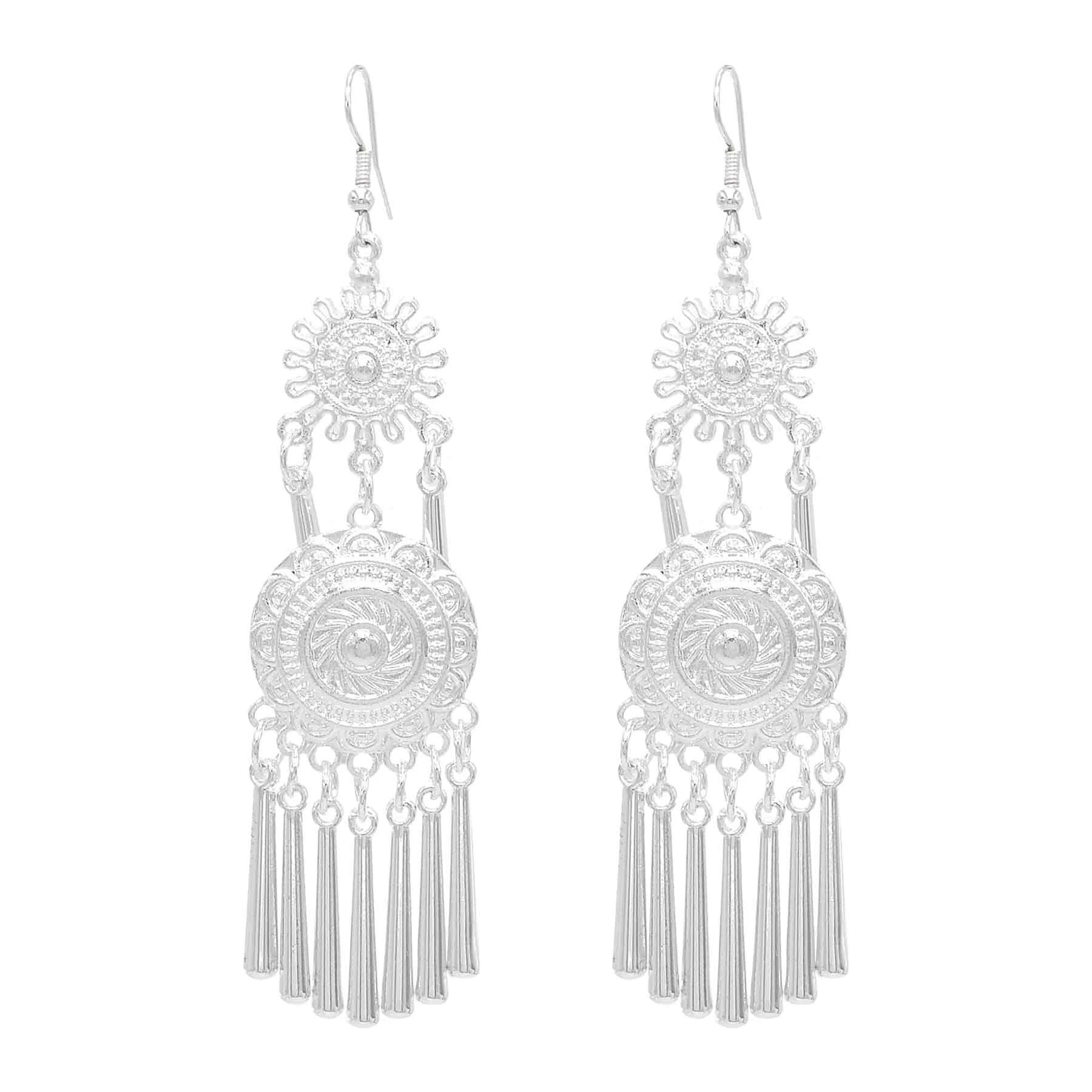Ethnic Fashion Pakistan - Miao серебристый сплав маленькие роговые длинные